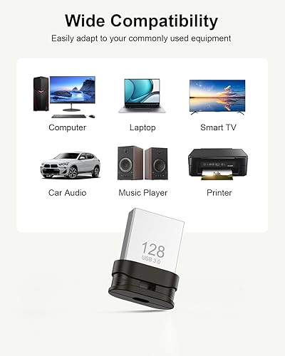 Miniatura 6 de Unidad flash USB 3.0 de 128 GB, mini memoria impermeable con orificio para cordón, Plug and Play, almacenamiento portátil para computadora, laptop,