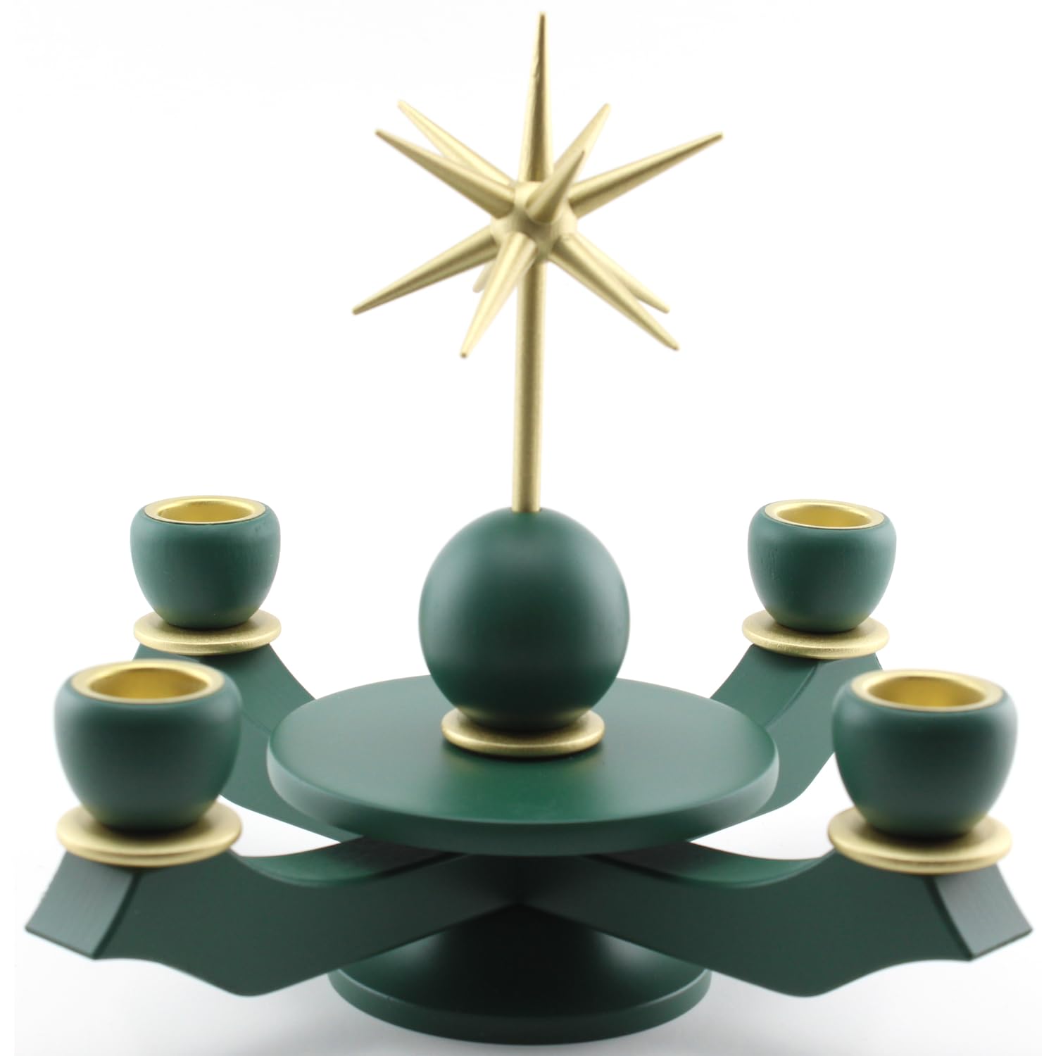Seiffener Volkskunst Enzmann & Meyer | echt erzgebirgischer Weihnachtsleuchter | Weihnachten Tischdeko Adventsleuchter mit Stern | 20x20x21 cm | grün