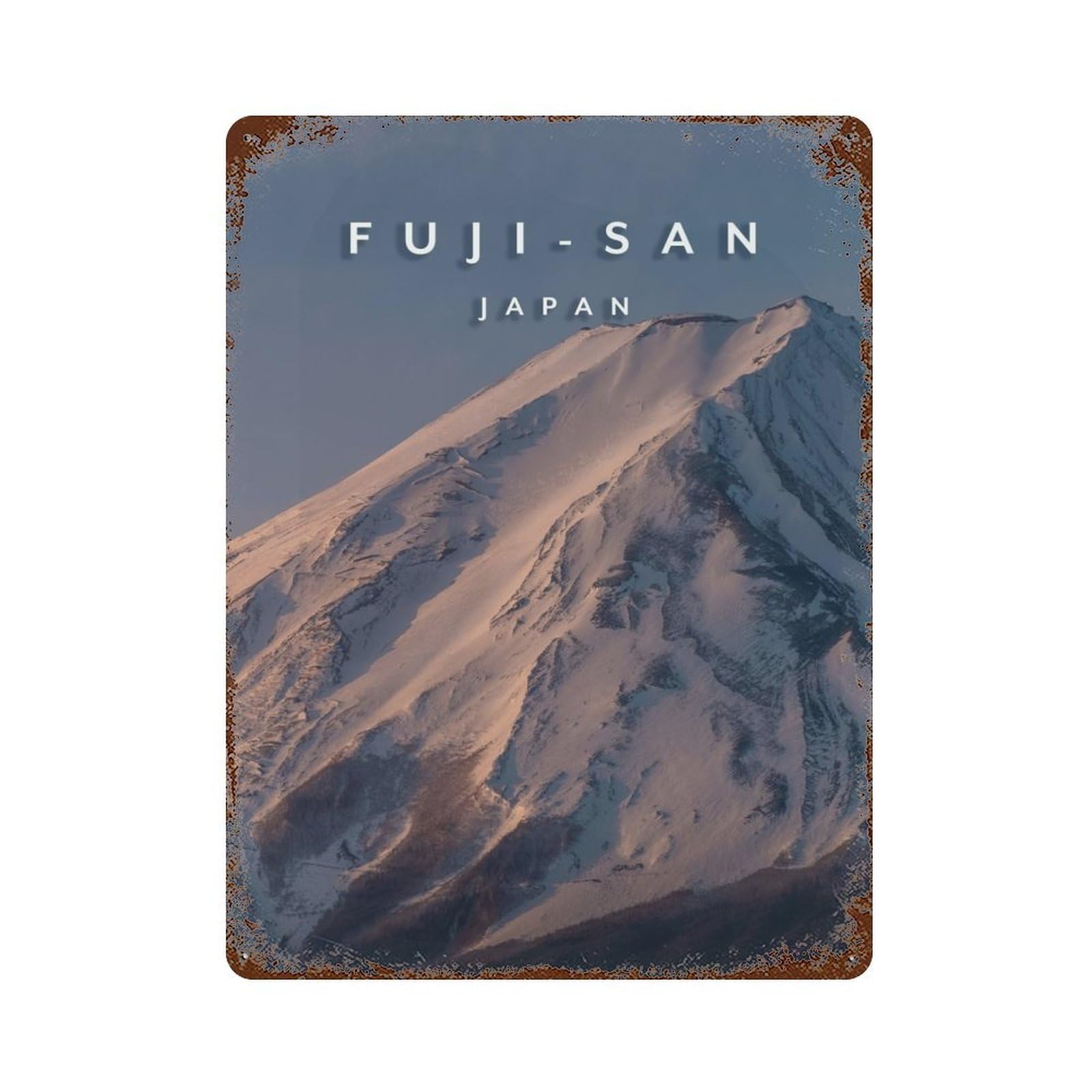 Distressed Metal Wall Sign Fuji San Top 15.7"x11.8", Retro Wall Decor for Basement, Hobby Room And Garage Decor