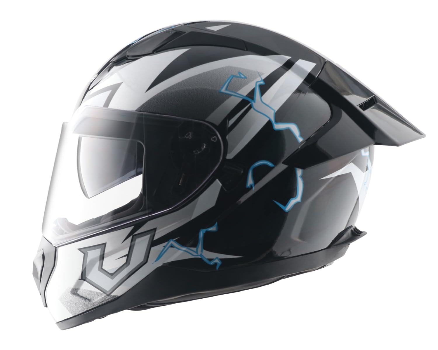 Vega Rapid Flash D/V ISI and DOT Certified Gloss Finish with Spoiler Full Face Helmet for Men with Clear Visor and Extra Smoke Visor (Black Grey L)-image-45