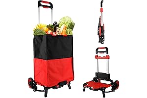 Heavy-Duty Folding Shopping Cart with Removable Waterproof Bag and Bungee Cord