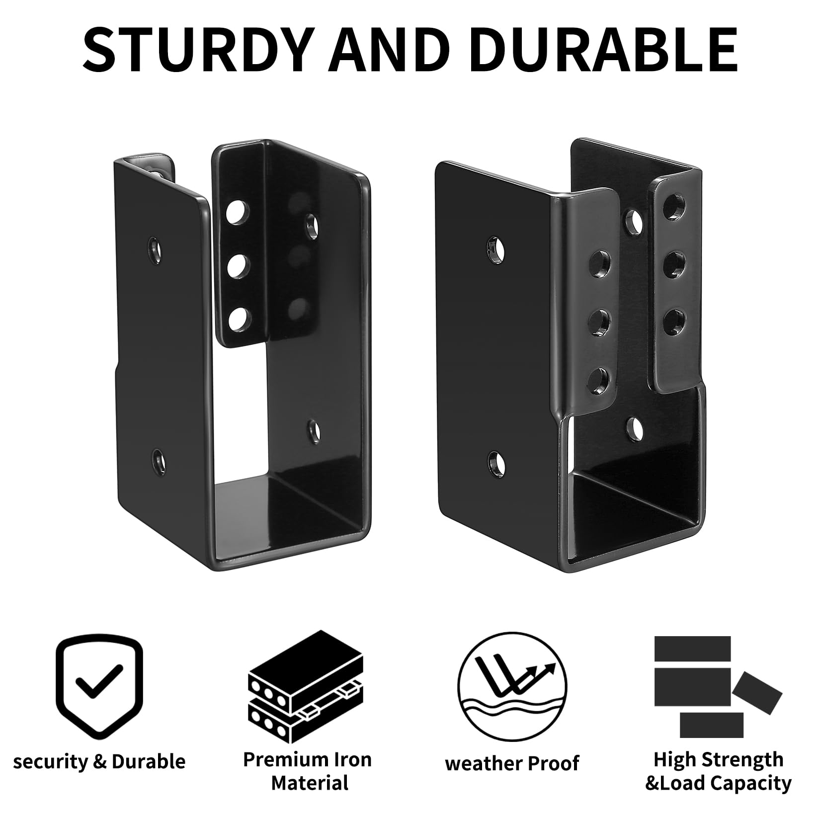 4 Pcs Timber to Timber Joist Hanger, Joist Brackets, Black Beam Brackets for 1.57" x 3.46" Beam Hangers - Image 3