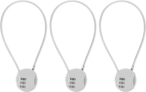 Candados de combinación pequeña  3 candados combinados de equipaje de 3 dígitos con cables para taquillas  11.8 pulgadas  tono plateado disponible en Yaxa Costa Rica