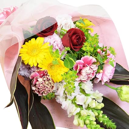 Amazon エルフルール 生花 おまかせ花束 結婚祝い プレゼント 送別 バラ 花束 誕生日 祝い 卒業 退職 母の日 贈り物 花束 オンライン通販