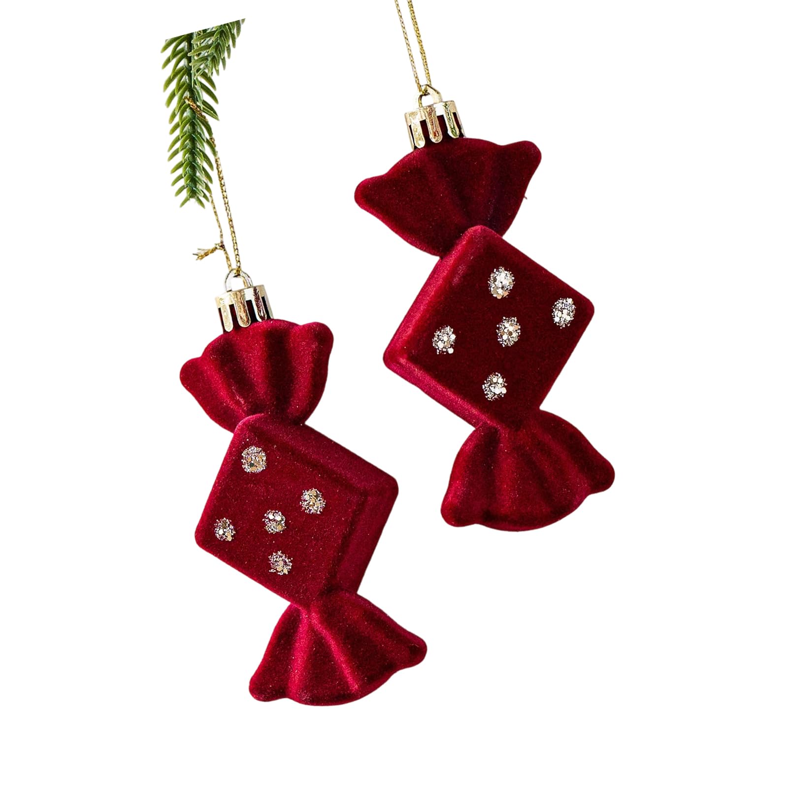 Jazuaiao Holiday Velvets Bells Bowknot Canes Hanging Ornament Stylish Decoration for Gift Wreath Fireplaces Christmas Tree Hanging Decorations