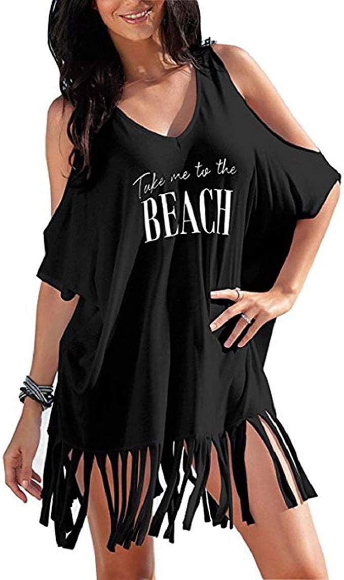 TBSCWYF Vestido de Playa Mujer Blusas Chales Camisolas y Pareos Trajes de baño Bikini Cover ups Borla Camisola Playero Ropa Verano Mujer
