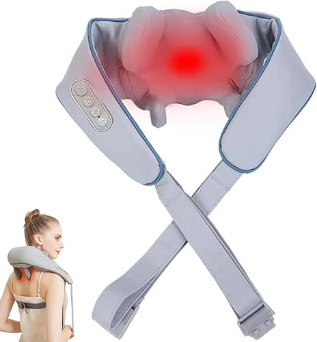 Therapexa Masajeador de cuello y hombros con calor, masajeador de espalda Shiatsu 6D para aliviar el dolor de tejido profundo, masajeador para