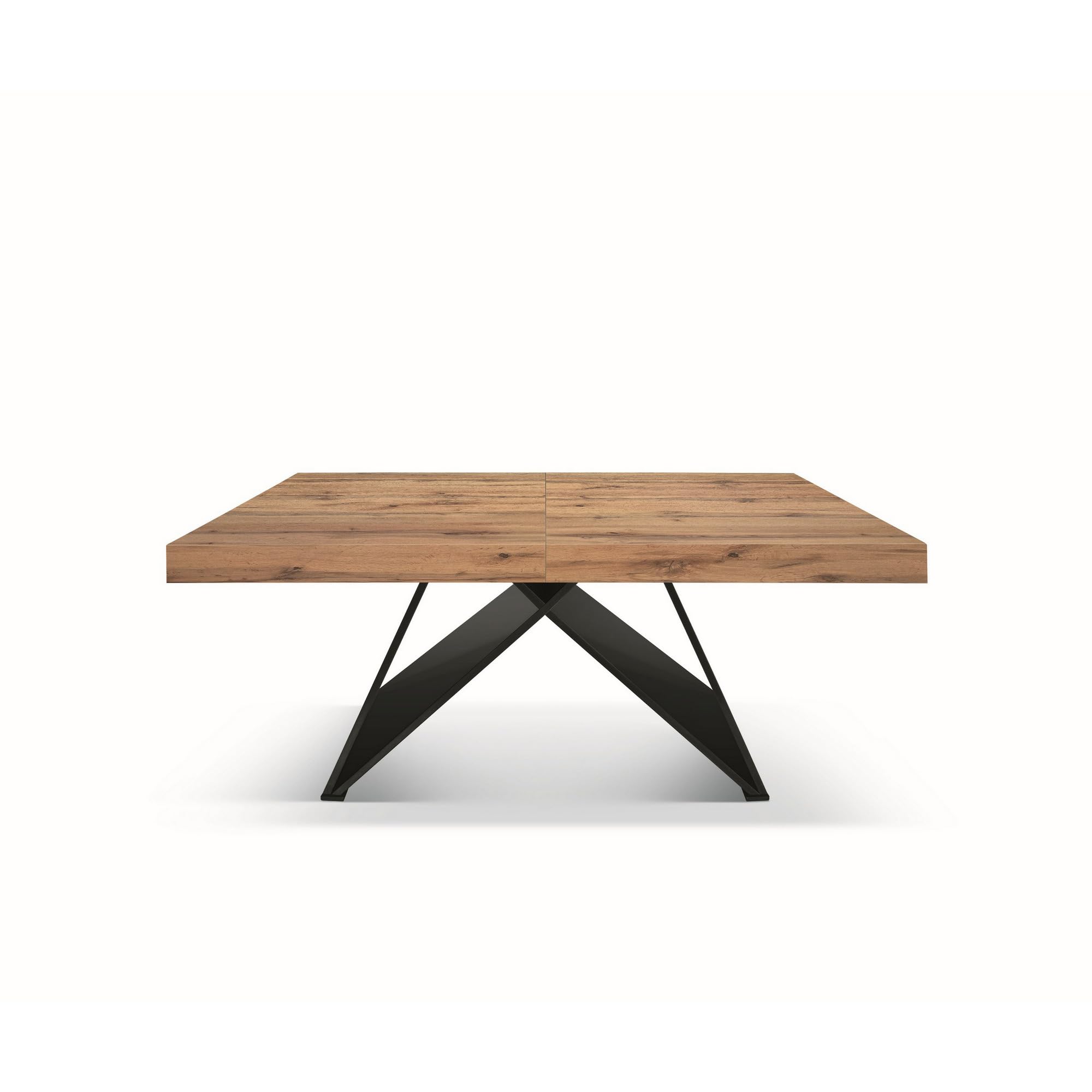 KONTE.DESIGN Tavolo VULCANO in legno, finitura rovere rustico con base in legno mdf antracite, allungabile 160×90 cm – 240×90 cm