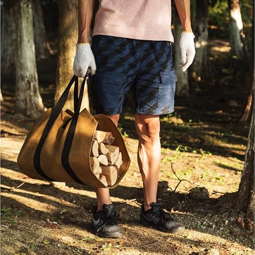 Jtzxjjx Outdoor Firewood Carrier Tote Bag, Waxed Canvas Fireplace Log Carrier Holder For Carrying Wood Indoors & Outdoor #TOP2