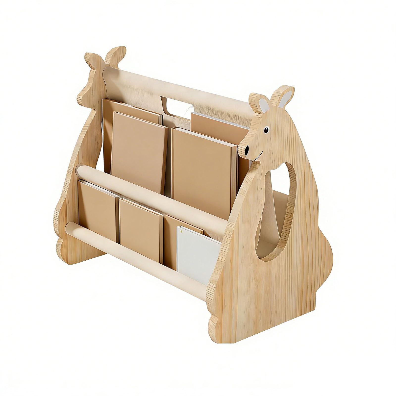 Libreria a tema per bambini con materiali in legno e base antiscivolo per mantenere i libri accessibili, piccola libreria spaziale