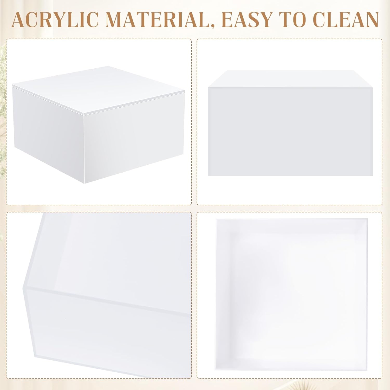 Suzile 9 Pcs Acrylic Buffet Risers Display Box Cube 5 Side Food Riser Table Stand for Display with Hollow Bottom for Party,3 Sizes,8,9,10inch