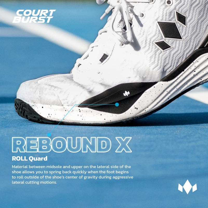 Image of Diadem Men's Court Burst Pickleball & Tennis Shoe for Stability & Speed White /Black, 6.5