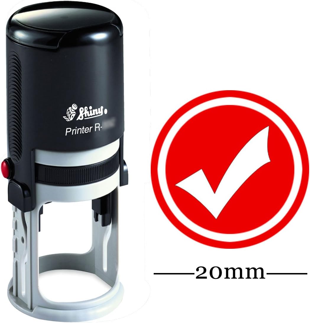 Round Self Inking Kids Teacher Stamp Right & Check Personalized Custom Shiny 20mm Mini Rubber Stamp