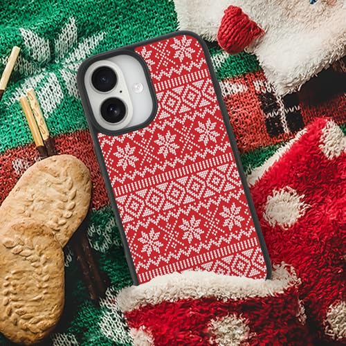 Coque iPhone 16 antichoc résout les risques de fissures motif pull de Noël rouge