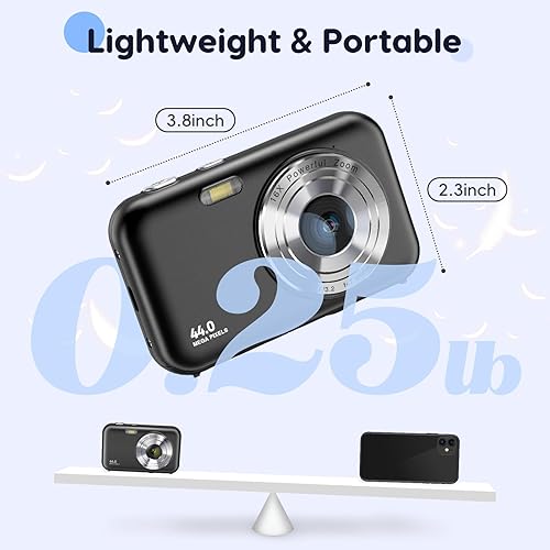 Miniatura 6 de Cámara digital, FHD 1080P Cámara para niños, cámara de apuntar y disparar de 44 MP, zoom 16X, cámara compacta de fotografía pequeña para niños con