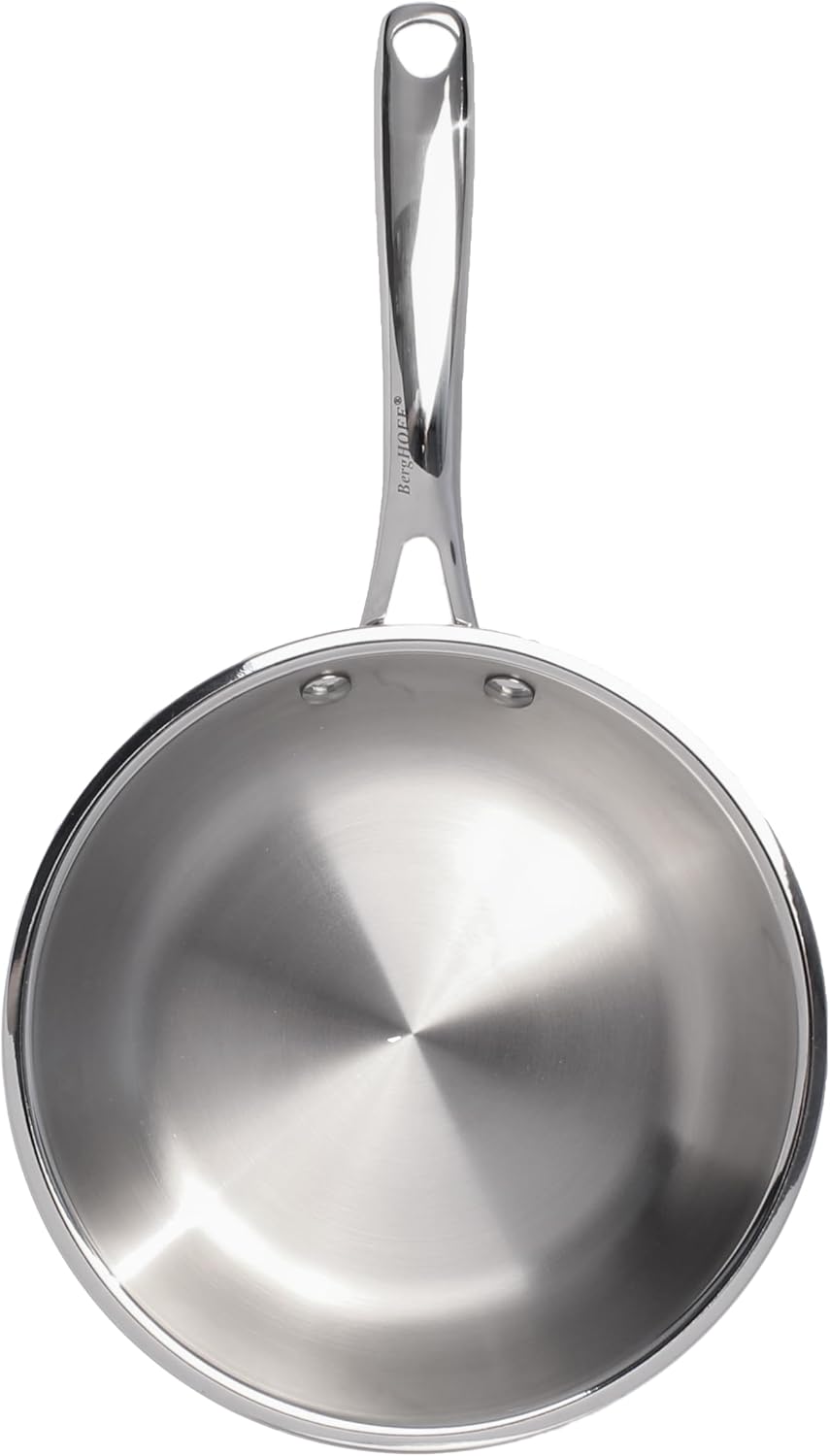 Berghoff Professional Tri-ply 18/10 Stainless Steel Frying Pan 10" Ergonomic Shaped Long Handle Induction Cooktop Fast & Even Heat Oven Safe Dishwasher Safe