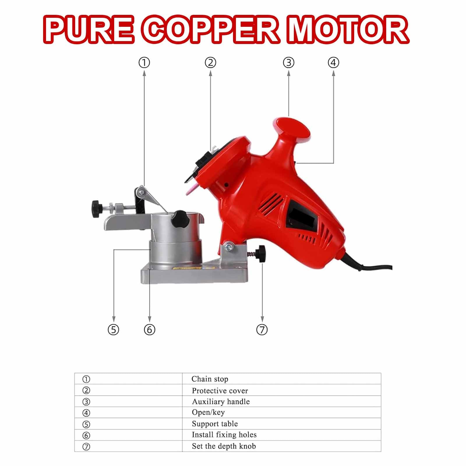 Afilador Eléctrico para Motosierras, 7500 RPM, Amoladora De Alta Velocidad con 2 Discos Afilado, Ángulo Afilado 0 a 35°, Grosor De La Muela: 3,2 Mm, para Afilar Cadenas De 12 a 20"