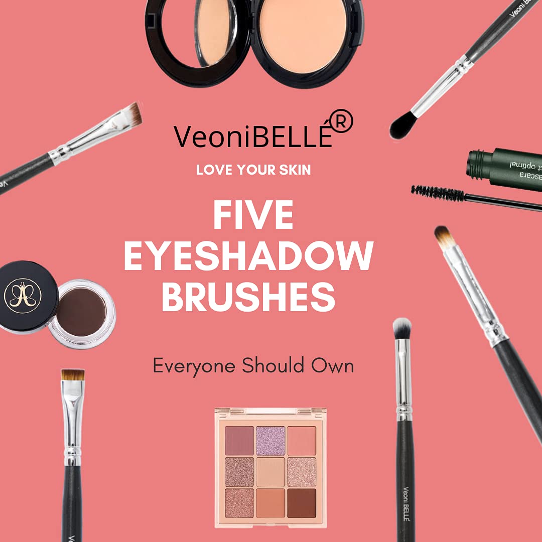 Travel Brush with Foundation Veoni belle Brush, Powder Brush, Eyeshadow Blending Brush & Flat Brush | Soft Bristles Makeup Brushes Set for Women (Smudger Brush) 4