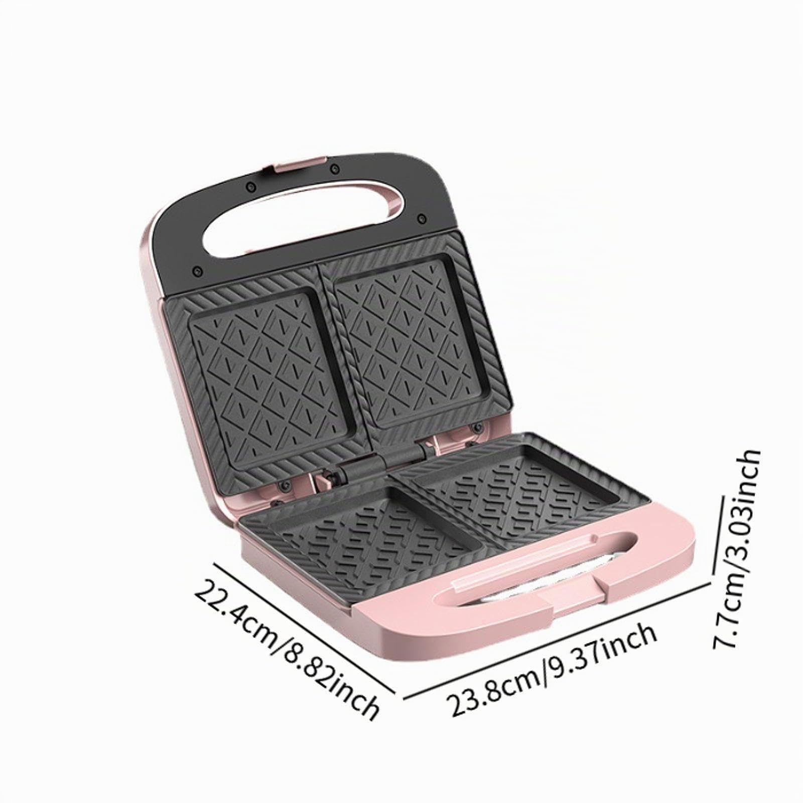 Tostapane per Sandwich Macchina per La Colazione Griglia Elettrica Piastra per Panini Portatile E Compatto con Maniglia Ergonomica Adatto per Viaggi E, Rosa