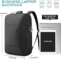 Vista 5 de BANGE Mochila para laptop Tech para hombre y mujer, Negro, Estándar, Computadora portátil