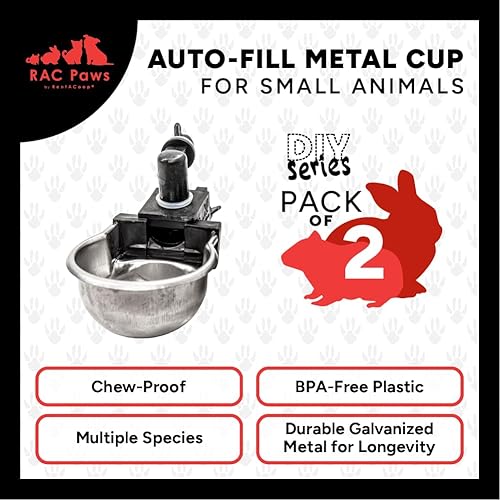 Miniatura 2 de RentACoop Kit de agua de vaso de metal de llenado automático para bricolaje, ideal para animales pequeños, mascotas, conejos, hurones, pollos,