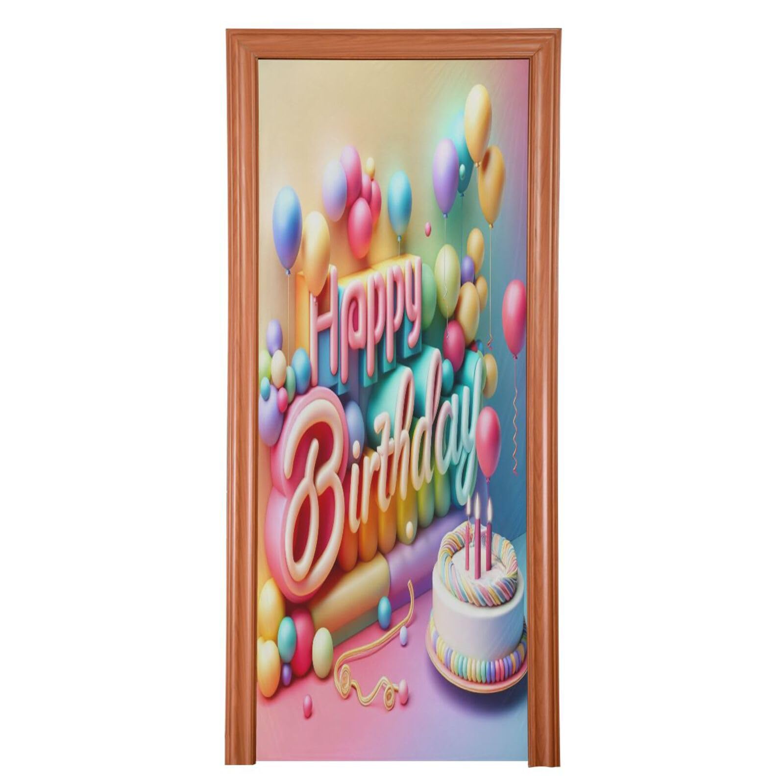 FLildon Birthday Balloons Theme Door Cover Decoration, Party Accessory Porch Decor for Festive Ornament Room Door Covers 32 x 79 Inch