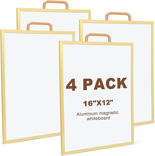 Miniatura 7 de Yeaqee 4 pizarras blancas pequeñas de borrado en seco de 16 x 12 pulgadas para pared, marco de aluminio portátil, mini pizarra blanca magnética para