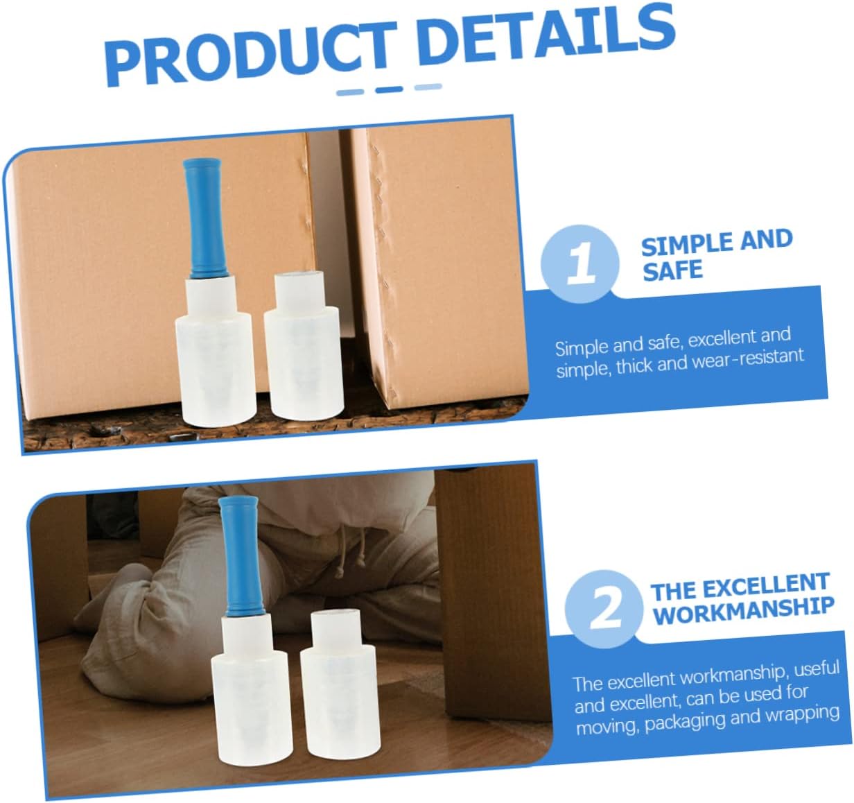 1 Set Clear Stretch Wrap Roll with Handle Self Adhesive Film for Moving Packing and Wrapping Convenient for Easy Use and Storage for Cable and Industrial Supplies Random Color