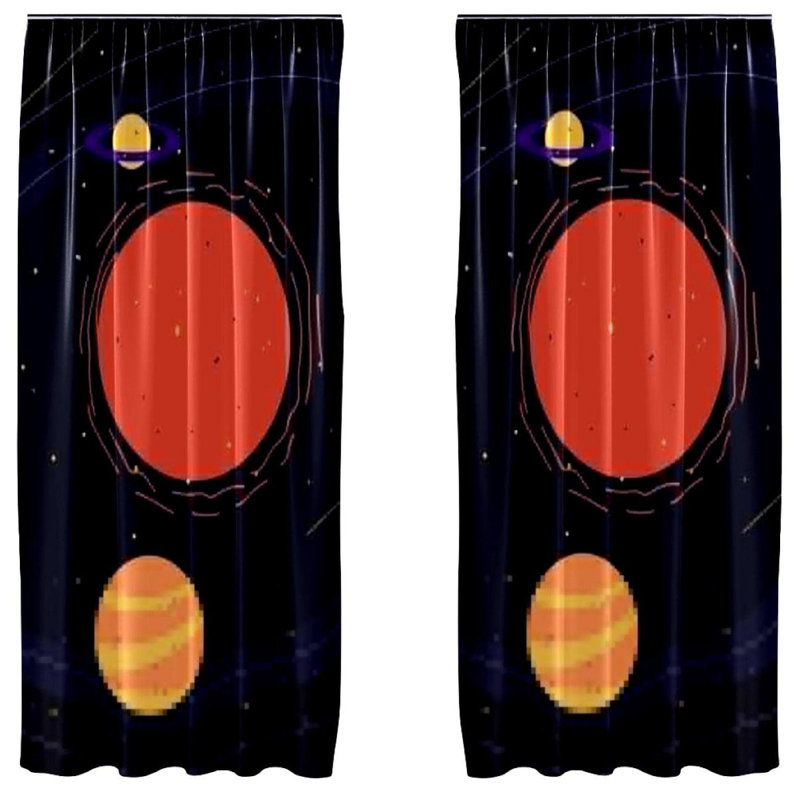 Panneaux décoratifs pour fenêtre salon et chambre noir galaxie | Rideaux occultants 140x213