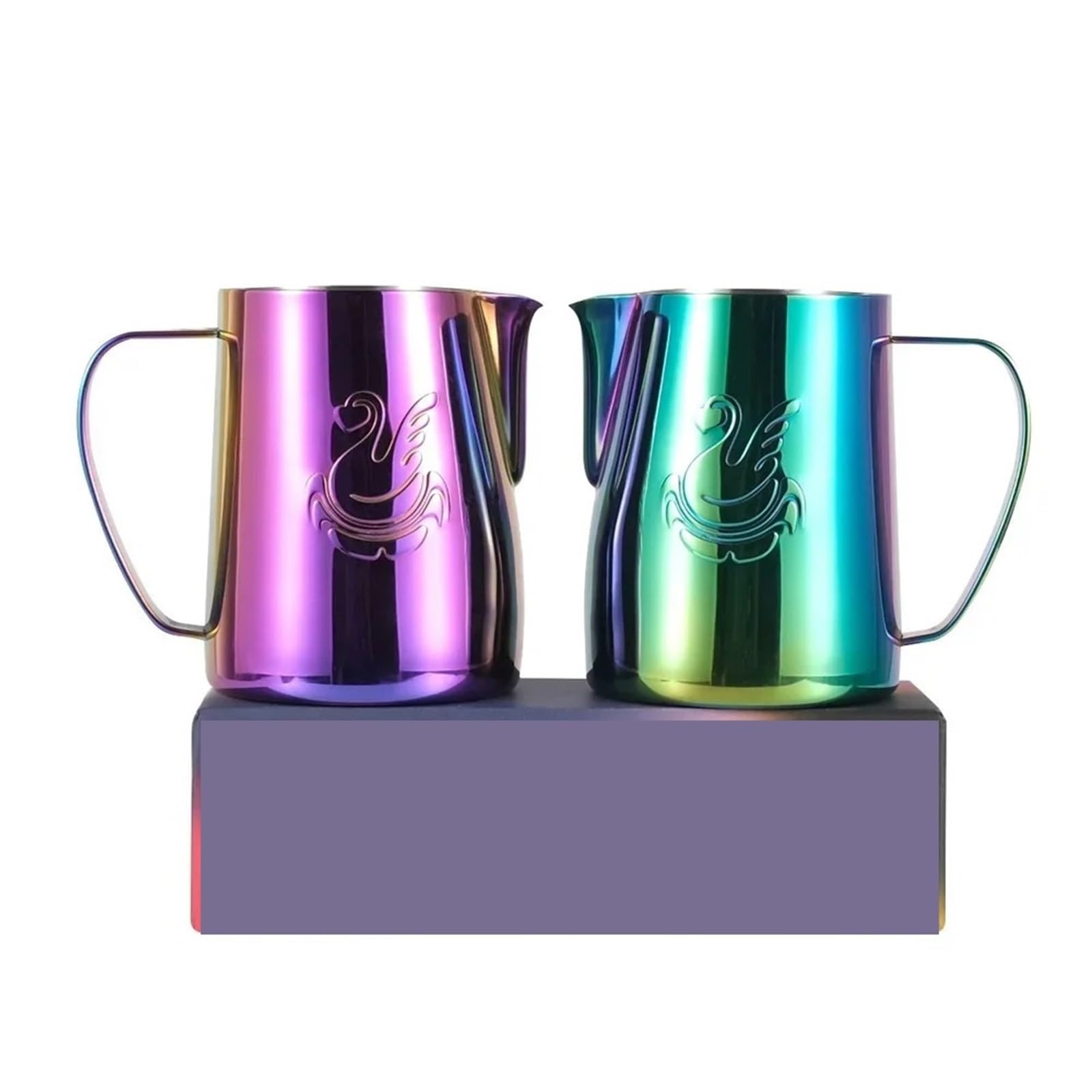 2 pz 400 ml/600 ml Elegante In Acciaio Inox Brocca di Caffè Latte Schiuma Tazza di Crema Maker Barista Mestiere Espresso Latte Art brocca Strumento(Gold,400ml)