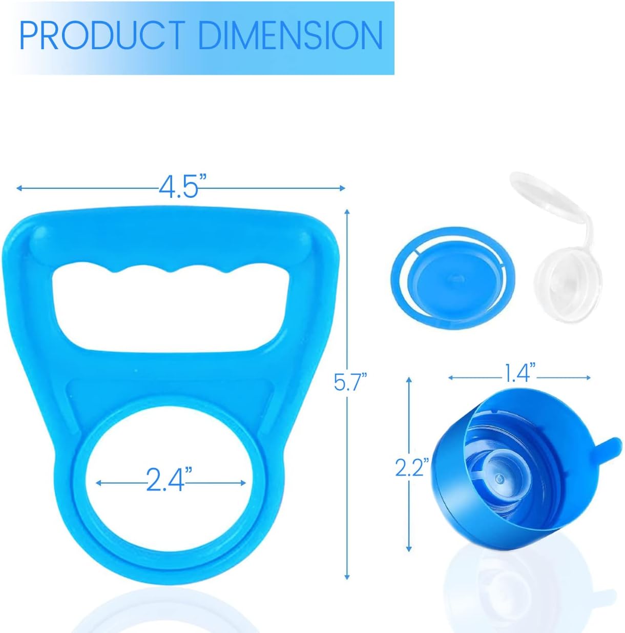 Performore 20-Pack Silicone Water Gallon Caps with Handles | Reusable Spill-Proof 55mm Bottle Lids | Leak-Resistant Water Jug Covers for Home, Office, Outdoor, Camping