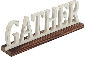 Farmhouse Gather Sign: Rustic 16" Wooden Home Decor Signs