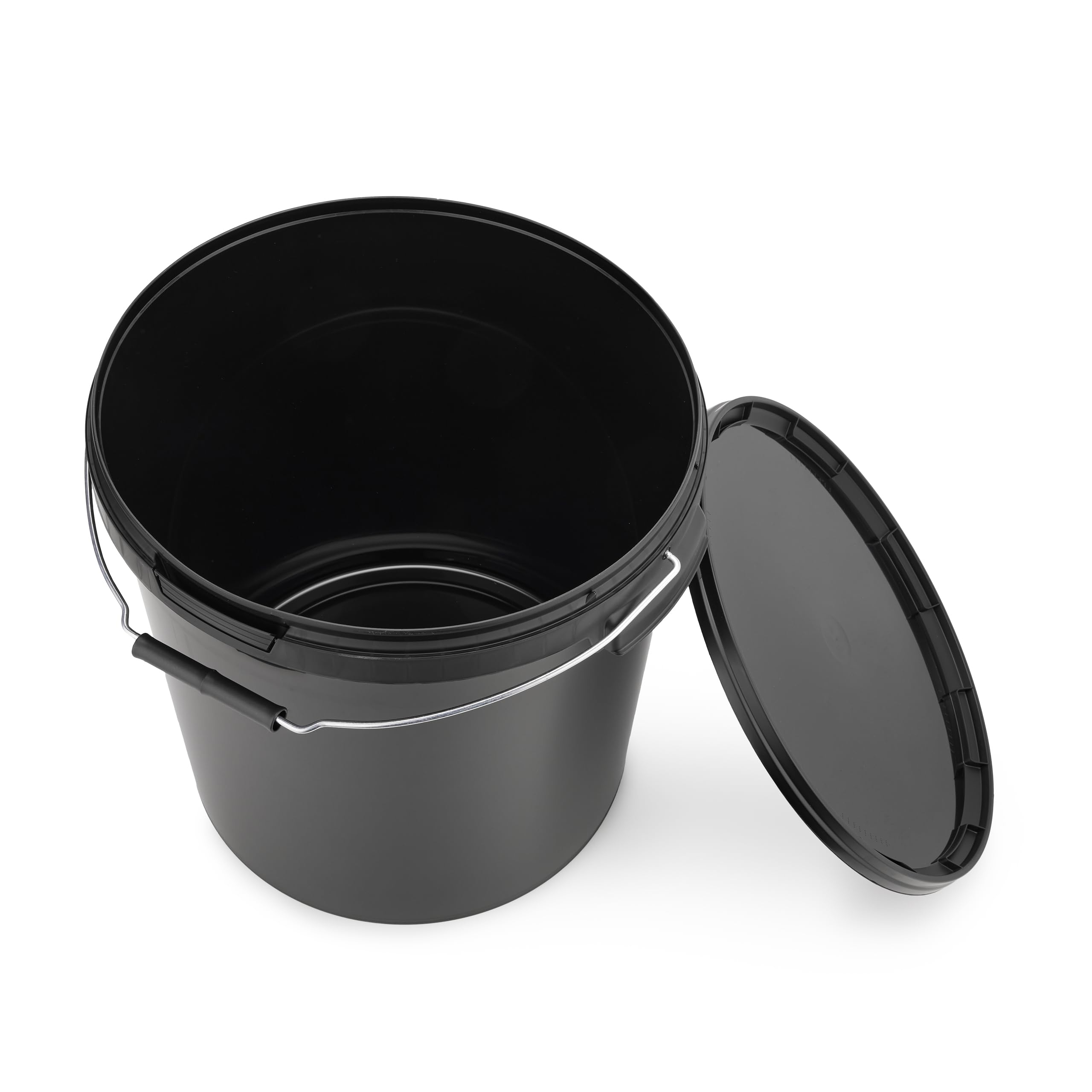 Garronda Secchio di plastica con Coperchio 20 L per la conservazione di Prodotti Alimentari e chimici Contenitore Plastica con Coperchio GD-0116 Nero 5 Pezzi