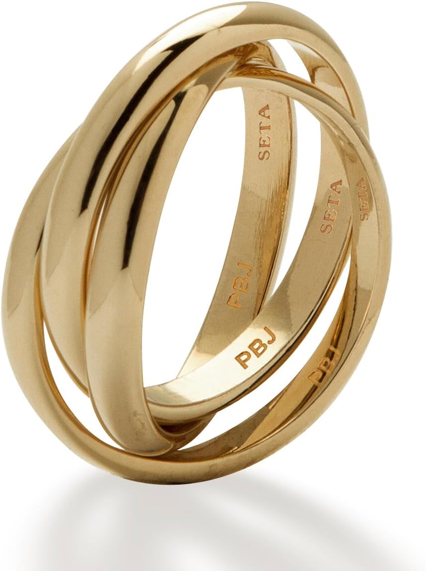 Palm Beach Jewelry 14K Yellow Gold Plated Rolling Triple Band Crossover Ring
