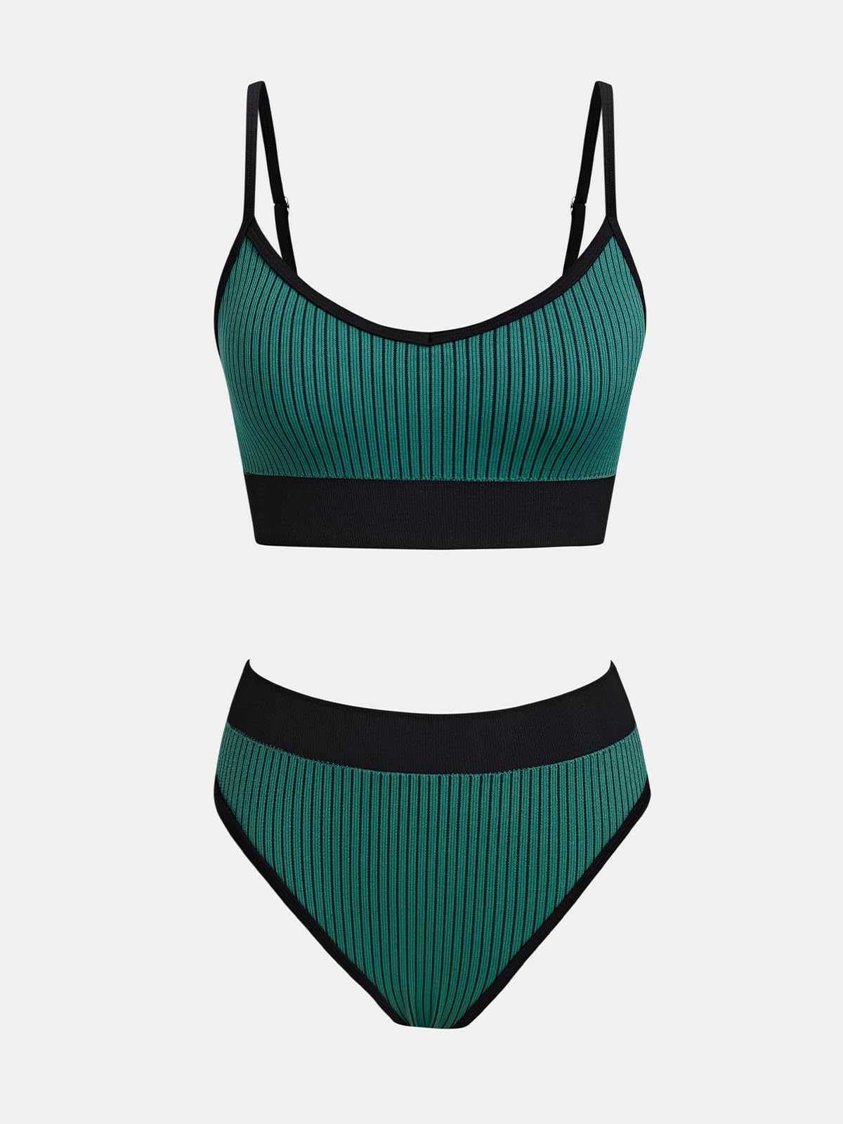 CUPSHE Bikini da donna Set due pezzi costume da bagno sportivo vita media girocollo spalline sottili regolabili strutturato Midkini