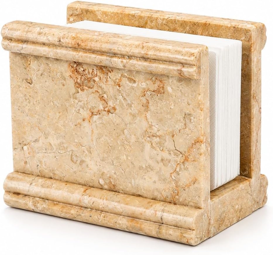 Creative Home Natural Champagne Marble Napkin Holder Stand, Beige