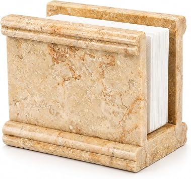 Creative Home Natural Champagne Marble Napkin Holder Stand, Beige | Column Collection, Tissue Paper Dispenser, Tabletop Organizer, 5.8 x 3 x 4.5 H Inch