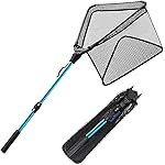 SAN LIKE Fishing Net Fish Landing Nets Ice Fishing Collapsible Telescopic Sturdy Pole Handle for Saltwater Freshwater Extending to 36/43/71/98inches (Blue-S-37inch)