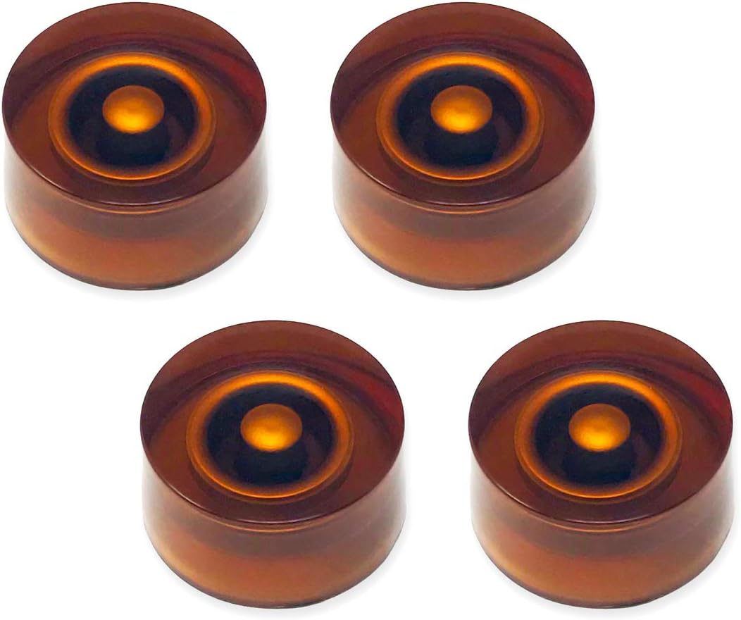 Vintage Forge Amber Speed Knobs Blank No Numbers Compatible with Gibson Les Paul SG Electric Guitar (Set of 4) Fits 24 Fine-Spline USA (Imperial) Split Shaft Pots SKOUS-AM4