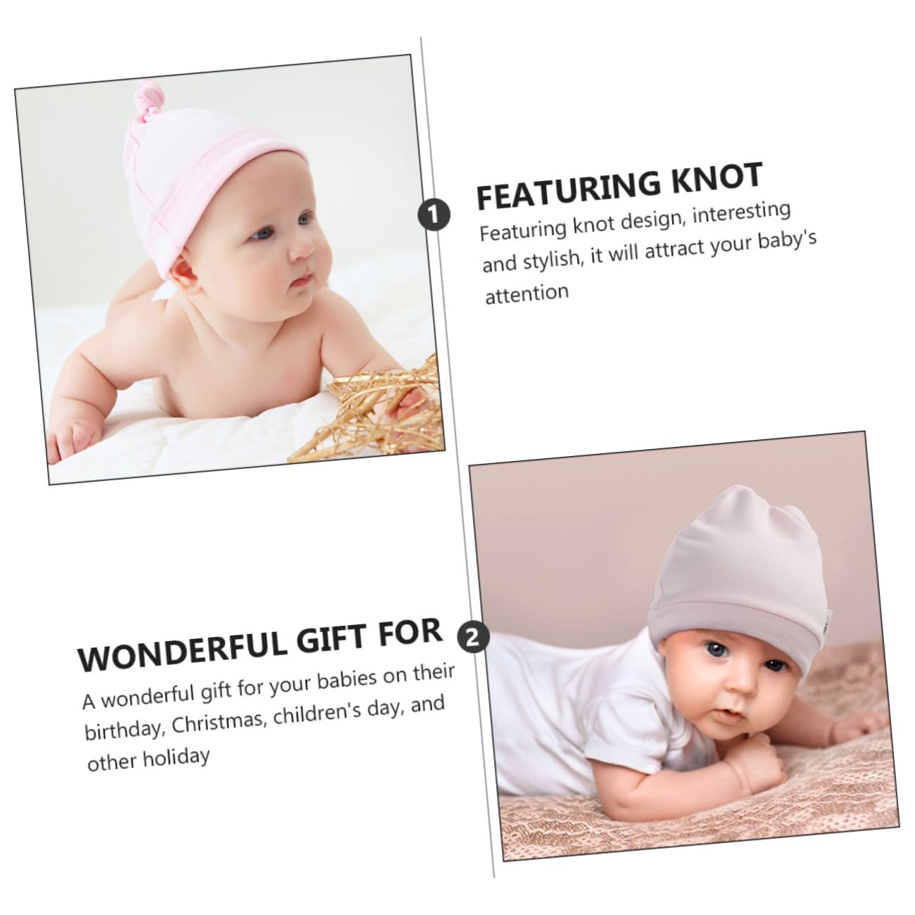 Healeved 3 Sätze Baumwollmützen Niedliche Knotenmütze Für Neugeborene Warmhaltend Unisex Gemischte Farben Für Drinnen Draußen 3 Stücke * 3