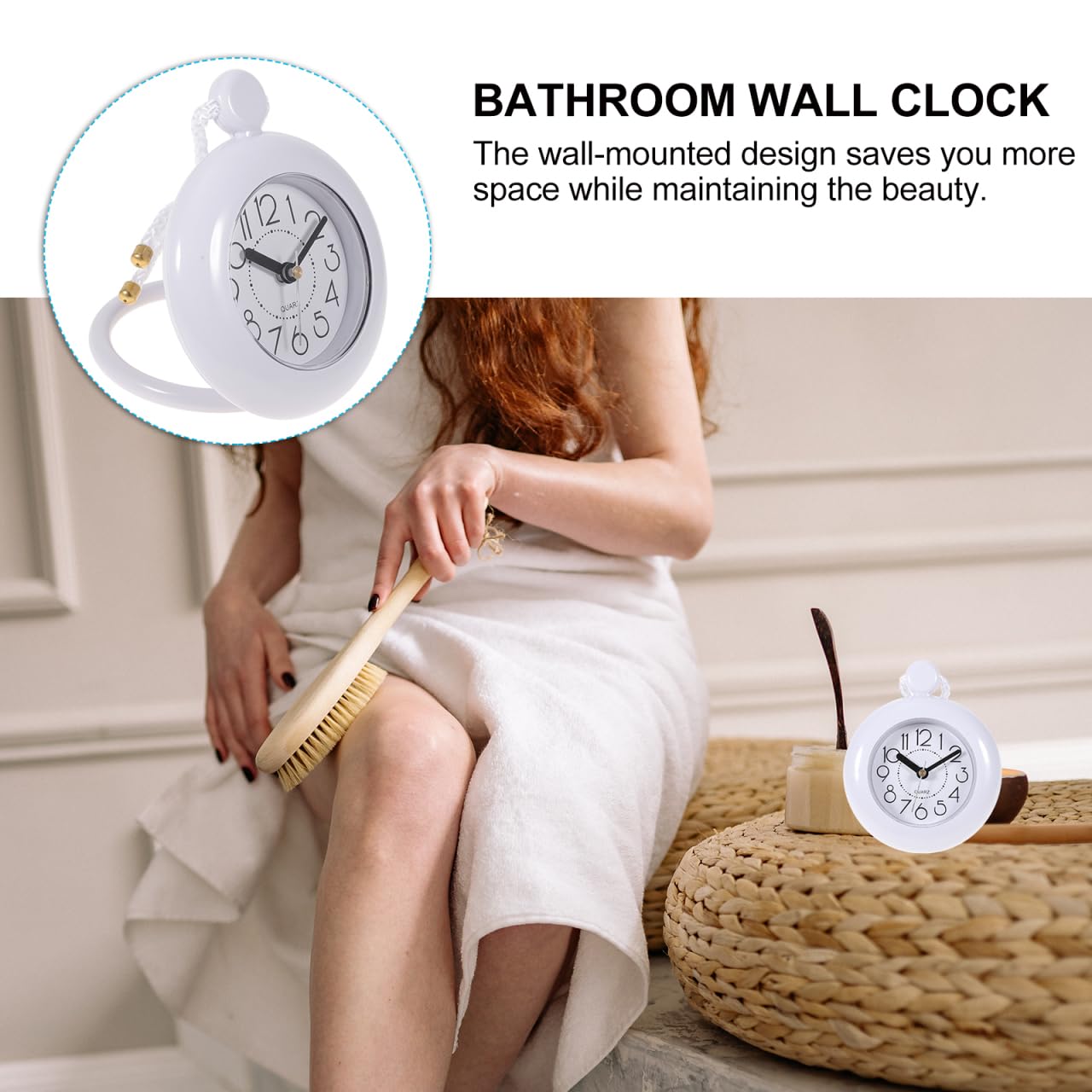 Orologio Da Bagno Impermeabile Da Parete Con Design Sospeso E Digitale Senza Batteria Orologio Piccolo Da Doccia Bianco Con Corda Perfetto Per Decorazione Bagno E Spazi Ridotti