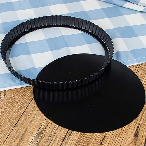 Miniatura 4 de Webake Sartén para tartas de 11 pulgadas, sartén para quiche, parte inferior extraíble, antiadherente, redonda