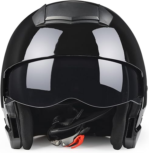 Miniatura 5 de Harssidanzar Casco modular de cara completa de 34 con visera para hombres y mujeres, Street Bike Cruiser Scooter aprobado por DOT CU605US