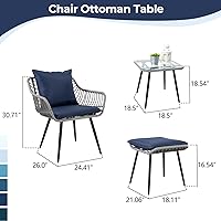 Vista 3 de Juego de muebles de patio de 5 piezas, juego de mimbre pequeño para conversación estilo bistró al aire libre, sillas de ratán de PE para todo tipo