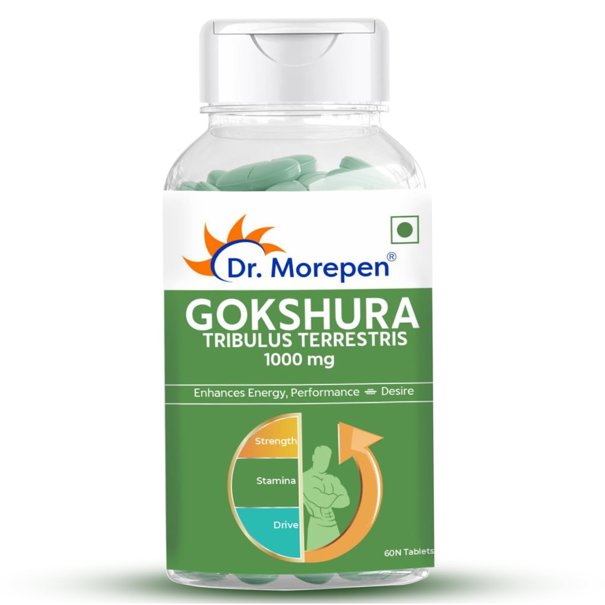 DR. MOREPEN Gokshura Tablets | 1000 mg Tribulus Terrestris | Overall Wellbeing for Men & Women - (60 Veg Capsules)