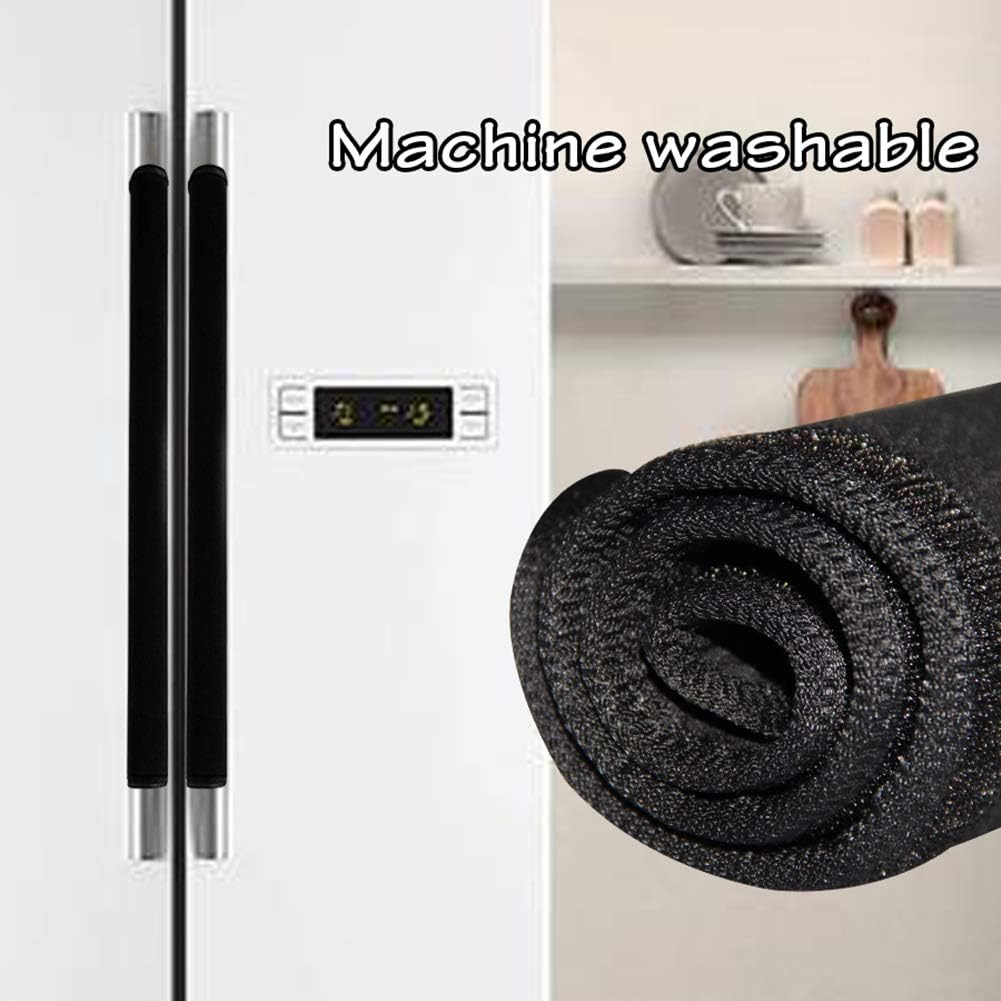 Miaowater 4 PCS Refrigerator Door Handle Covers Kitchen Appliance Decor Handles Anti-Skid Anti-Static Protector Fridge, Dishwasher Oven Keep Off Fingerprints,Food Stains (Black) : Appliances