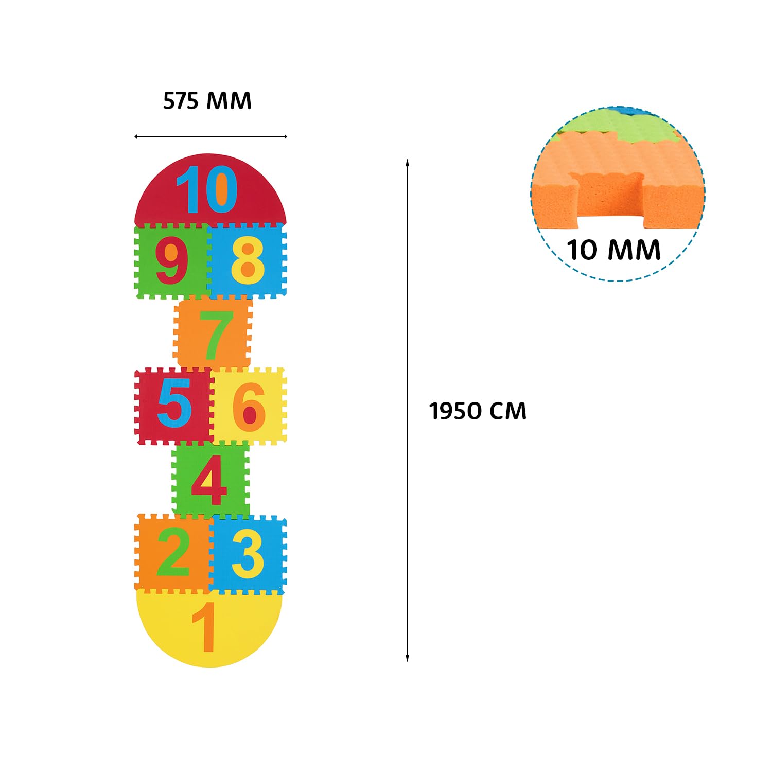 Amazon Brand - Supples Kids Hopscotch Game Playmat | BIS Certified | Safe & Soft Non-Toxic EVA Foam Baby Playmat | Multicolor - Image 5 thumbnail