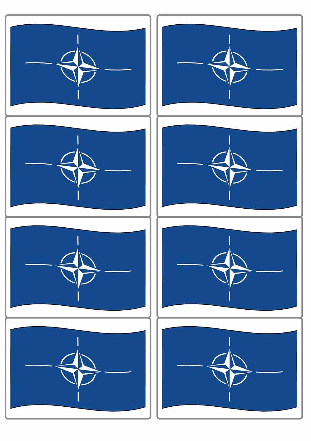 NATO Flag Rectangular Matt Paper Stickers A4 Sheet of 8 (Each Sticker is 99mm x 68mm) (Flapping)