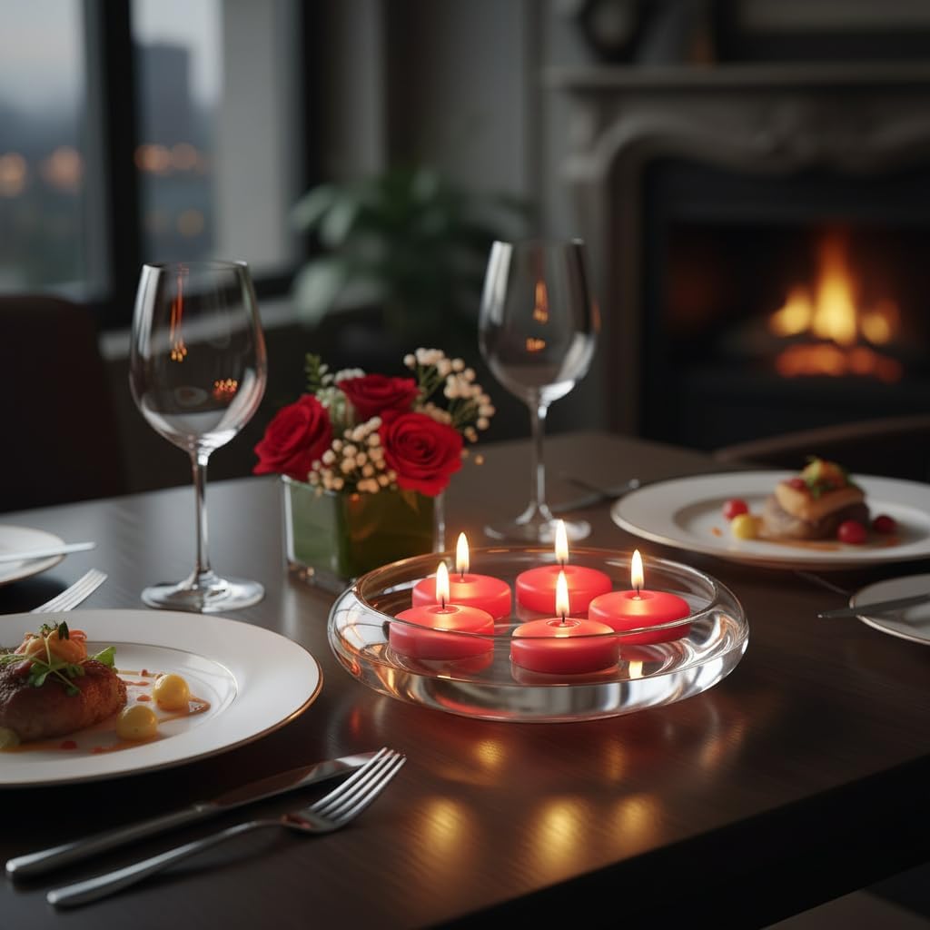 28 Floating Candles Diameter 5 cm 5.5 Hours Burning Time Red Cereria Di Giorgio