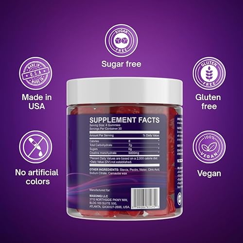 Miniatura 8 de Gomitas de creatina de 5000 mg  Sabor mixto de bayas, crecimiento muscular, fuerza, recuperación y apoyo cognitivo  0.18 oz de monohidrato de